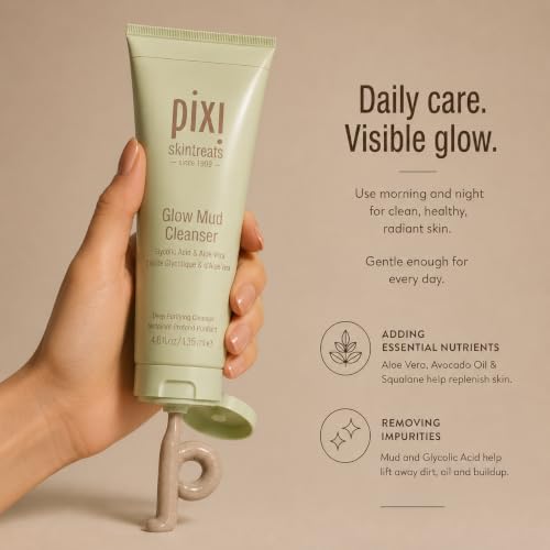 Pixi Glow Mud Cleanser with 5% Glycolic Acid - Deep Pore Exfoliating Wash