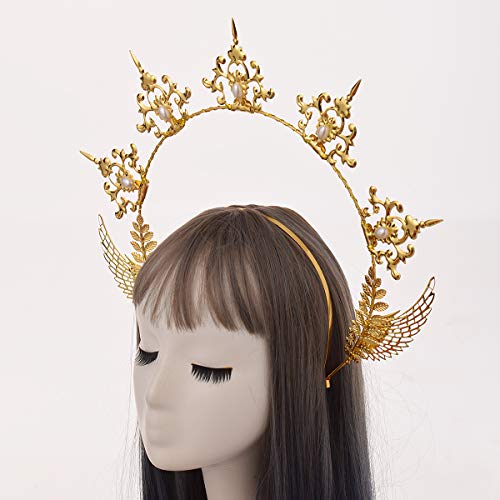 Gold Halo Crown Headpiece for Women Halloween Costume Accessories