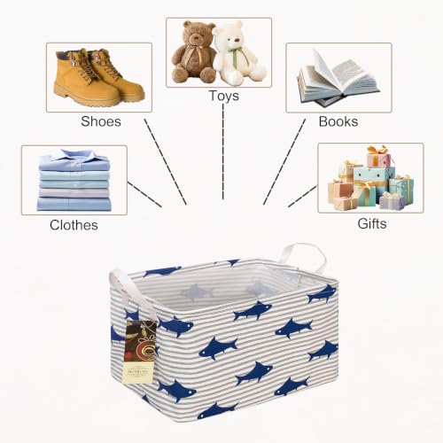 Foldable Canvas Storage Basket with Handles - 14.9x10.2x9.05 in