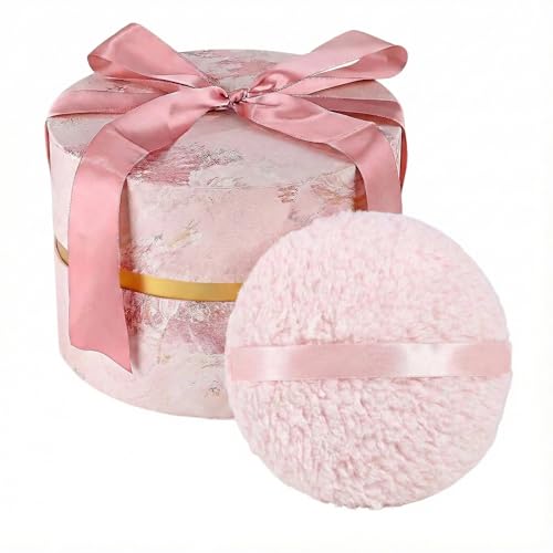 6-Inch Large Body Powder Puff and Storage Container Set - Pink