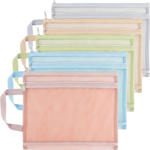 Mesh Storage Bags with Handle - 5-Pack Clear Zipper Pouches