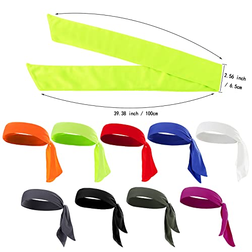 ONEYE Adjustable Tie Headband Sweat Bands - Solid Colors (9 PCS)