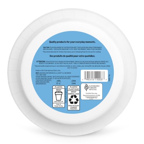 Amazon Basics 20 Oz Disposable Paper Bowls - 50 Count, Microwave Safe, Soak Proof