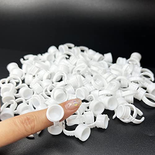100 Disposable Tattoo Ink Rings - Adjustable Glue Holders for Makeup