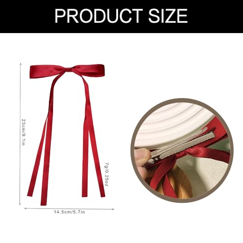 2 Pack Red Satin Hair Bows for Women | Stylish Hair Accessories