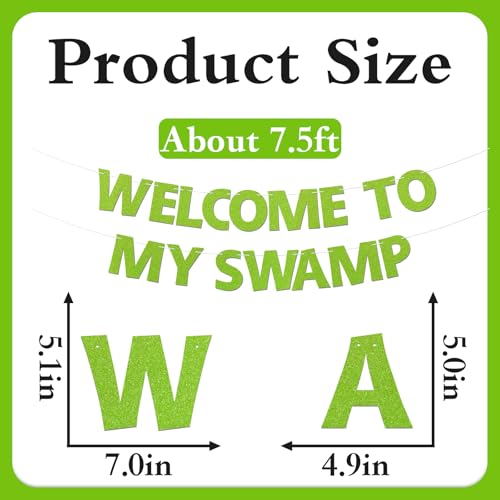 Welcome to My Swamp Banner - Green Glitter Party Decoration