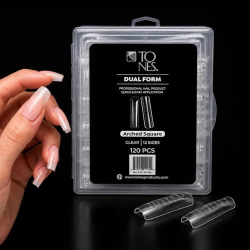 TONES Arched Square Dual Form Nail Extension Molds - 120 PCS Reusable Gel Tips