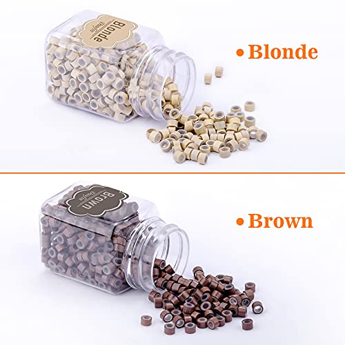 Duufin Hair Extensions Beads - 2500 Pcs Mix Color 5mm Silicone Lined I Tip Weft