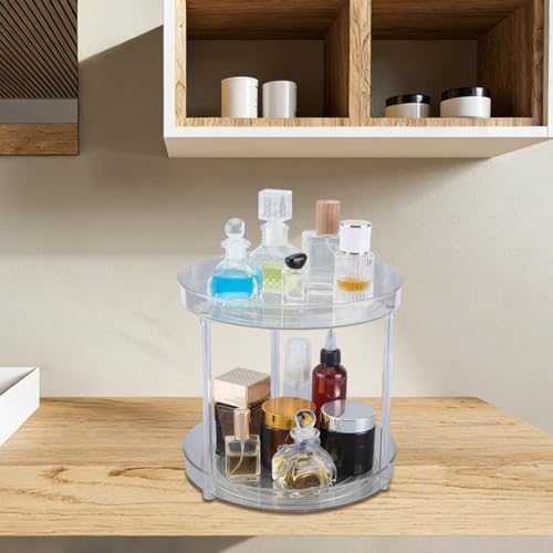 360 Rotating Perfume Organizer - 2-Tier Acrylic Cosmetic Storage Shelf