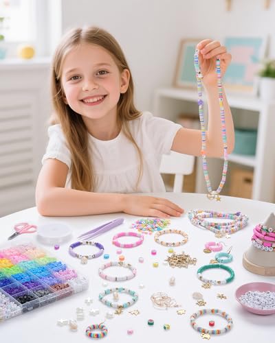 Mio Angle 6,000-Piece Clay Beads Bracelet Kit – 24 Colors with Charms & Letters