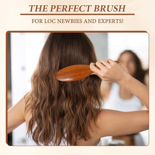Giococo Wooden Loc Brush for Dreads - 2 Pack Scalp Massage Wide Tooth Comb