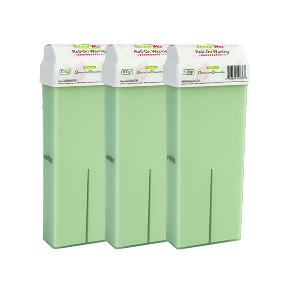 Natural Roll-On Waxing Cartridge - 100% Organic Hair Removal Roller - No Residue (Pack of 3)