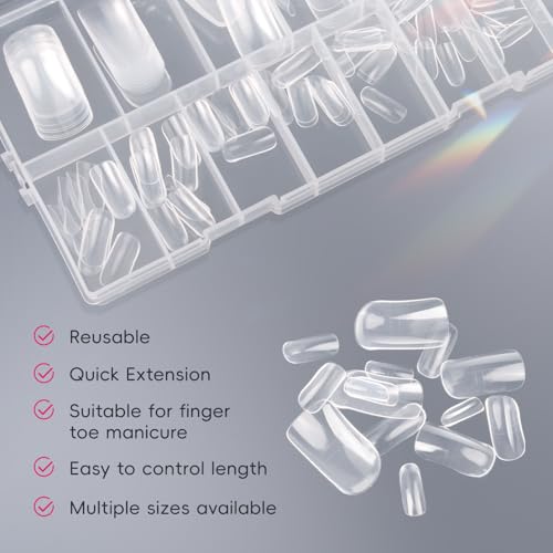 Krofaue Dual Toe Forms - 150pcs Reusable Gel Nail Molds for DIY