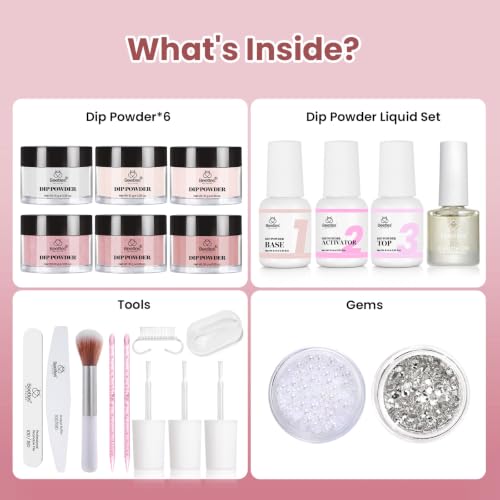 Beetles Dip Powder Nail Kit - 6 Elegant Colors, 10g Each, No Curing Needed, Long-Lasting & Chip Resistant