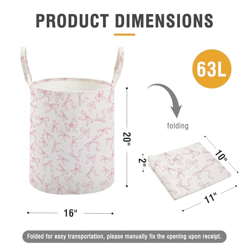 Large Baby Laundry Basket with Handles - Pink Nursery Hamper