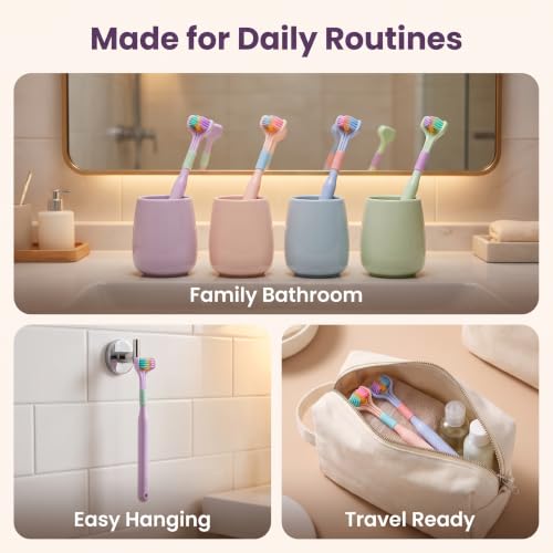 Three-Sided Toothbrush Set for Adults & Children - 2 Pack