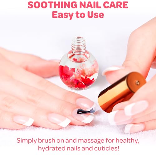 JIASHENG Strawberry Cuticle Oil with Real Flowers - 15ml Hydrating Nail Care
