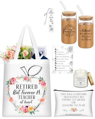6-Piece Teacher Retirement Gift Set with Tote Bag, Tumbler, and Accessories