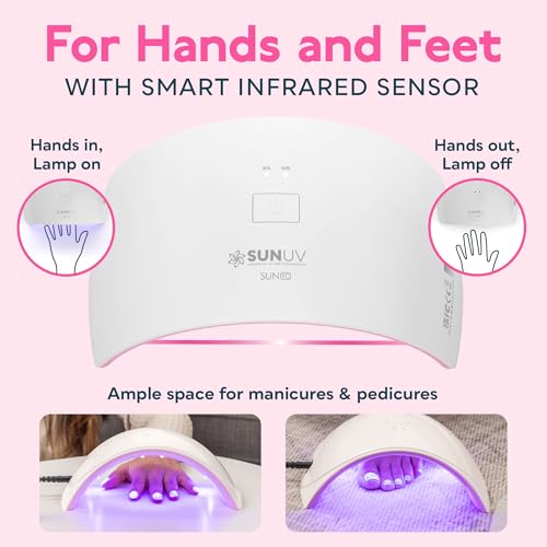 SUNUV UV LED Nail Lamp, Nail Dryer for Gel Polish UV Light for Nails with Sensor 2 Timers SUN9C Pink Gift for Women Girls