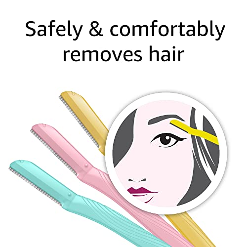 Amazon Basics Dermaplane Razor Pack of 9 with Microguard Blade, Peach Fuzz & Face Shaver for Women, Eyebrow Trimmer, Exfoliating Tool, Multicolor