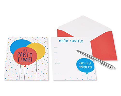 Colorful Balloon Party Invitations - 25 Count with Envelopes
