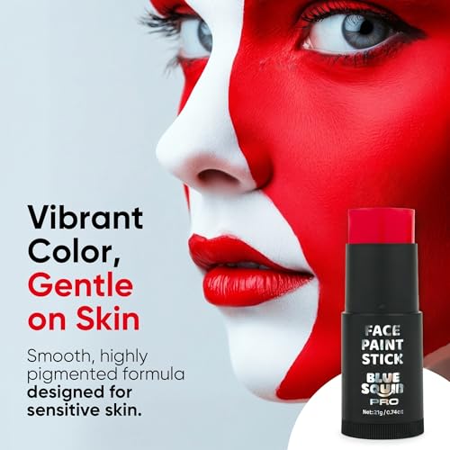 Blue Squid PRO Red, White & Blue Face Paint Stick XL Waterproof Body & Eye Makeup