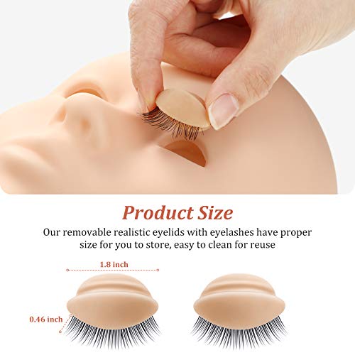 Maitys 6 Pairs Replacement Eyelids for Lash Mannequin Head - Tan Color
