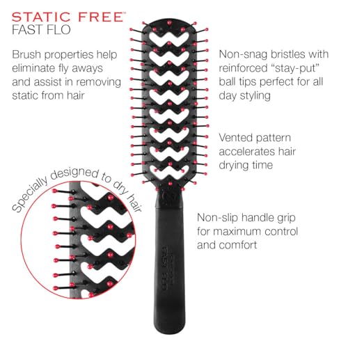 Cricket Fast Flo Color Vent Hair Brush - Anti-Static & Frizz-Free