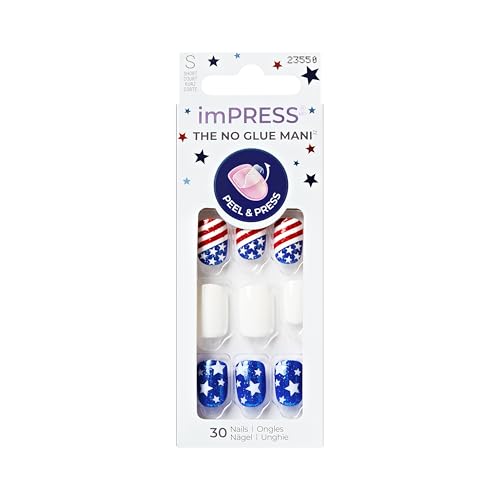 Kiss imPRESS Liberty Press-On Nails - No Glue, Short Squoval, 30 Count