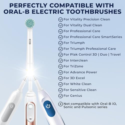 Valuabletry White 8-Pack Replacement Toothbrush Heads for Oral B Electric Toothbrushes, Sensitive Soft Bristles, Compatible with Pro, Genius, Vitality
