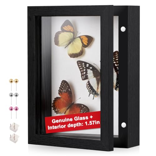 5x7 Black Deep Shadow Box Frame with Magnetic Closure & Stand