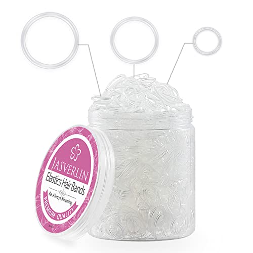 Clear Hair Elastics 2000 Pcs - Small, Medium, Large TPU Rubber Bands