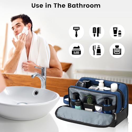 Vorspack Large Water-Resistant Travel Toiletry Bag for Men Navy Blue