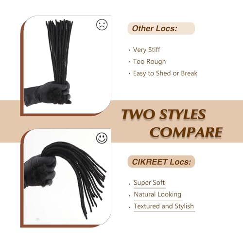 CIKREET 8 Inch Human Hair Loc Extensions - 0.6cm 1B Black 10 Strands