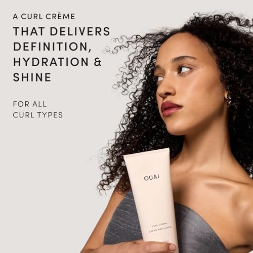 OUAI Curl Cream - Curl Defining Cream with Chia & Linseed Oil - Enhances Definition, Hydration & Shine - Tames Frizz & Protects from Humidity - Silicone-Free Curly Hair Products for Women (8 oz)