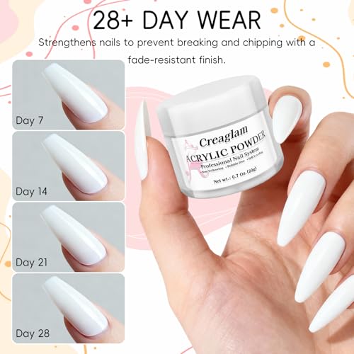 Creaglam Professional Acrylic Nail Powder Kit - 6 Vibrant Colors, Multicolor A