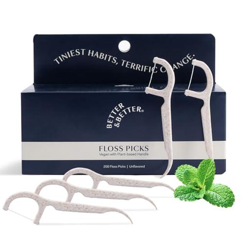 Better & Better Biodegradable Vegan Floss Picks - 200 Count