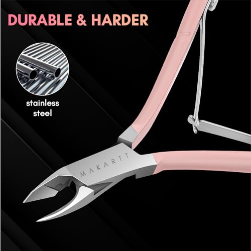 Makartt 1-Pack Pink Cuticle Nipper – Precision Full-Jaw Trimmer (Pink Cuticle Nippers 1 Pack)