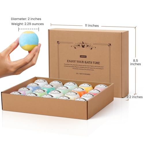 ZenBombs Natural Bath Bombs Set - 20 Colorful Fizzing Bath Balls