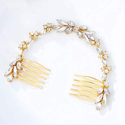 Gold Crystal Hair Combs - Handmade Bridal Headpiece for Weddings
