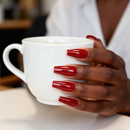 Gorgeous Red Coffin Press-On Nails - 24pcs Ballerina Style