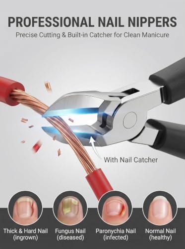 Josabirez Nail Clippers Set for Thick Toenails - 30° Slanted Clipper with Wide Jaw