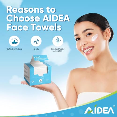 AIDEA Disposable Face Towels - 50 Count for Sensitive Skin