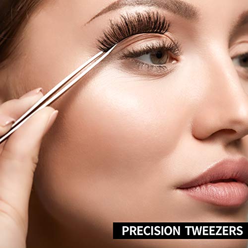 3 Pcs Stainless Steel Precision Tweezers for Eyelash Extension