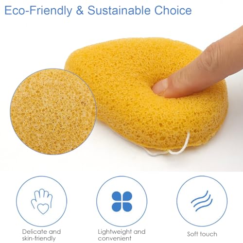 Natural Konjac Facial Sponge 4-Pack - Soft & Gentle Face Scrubber