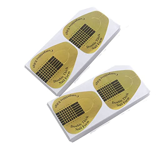 VNC 300Pcs Golden Nail Forms for Poly Gel Extensions Self-Adhesive Nail Tips Guide
