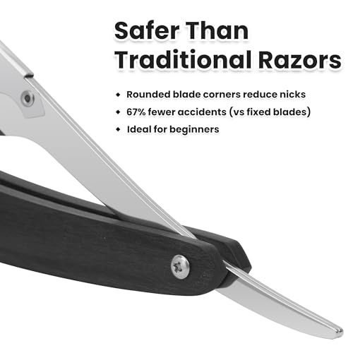 Keropy Black Wooden-Handle Shavette Straight Razor (Variation: Black Wooden Handle)