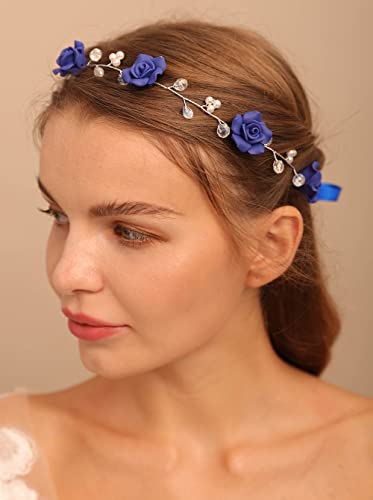 Blue Crystal Bridal Hair Vine - Wedding Hair Accessories for Brides