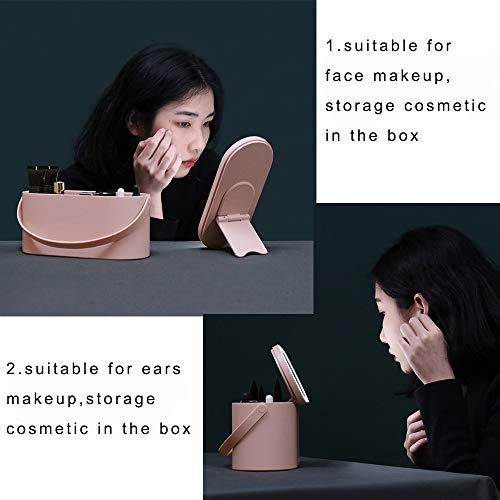 Portable Makeup Organizer Box with Rechargeable LED Lighted Mirror