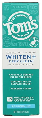 Tom's of Maine Whiten Plus Deep Clean Whitening Toothpaste 4oz - Enamel Safe, Peppermint